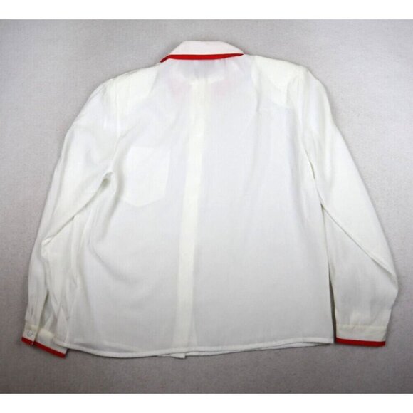 VINTAGE WOMEN'S SHEER WHITE LONG SLEEVE BUTTON-UP BLOUSE - JORDAN - SIZE 14 - Picture 10 of 11